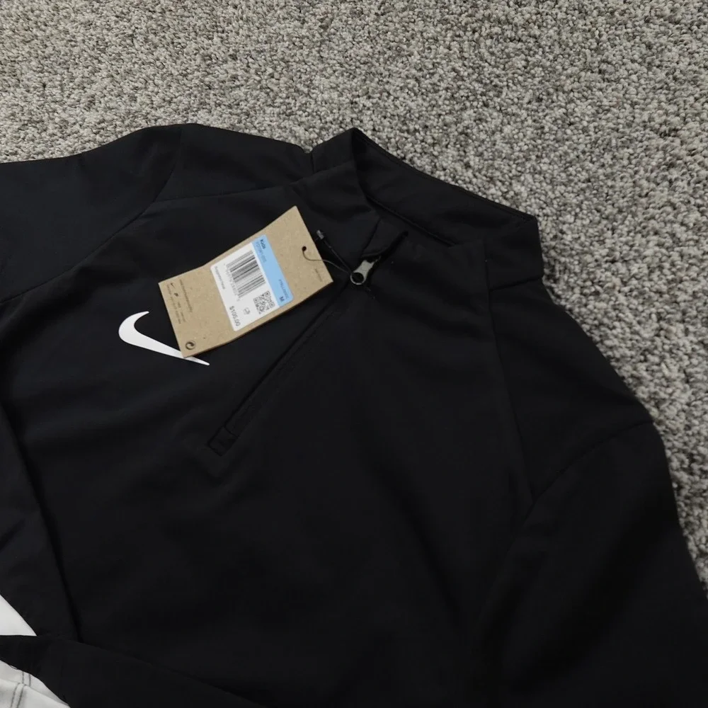 NEW Nike Pullover Kids M Black Storm FIT 1/4 Zip Soccer Football Water Resistant